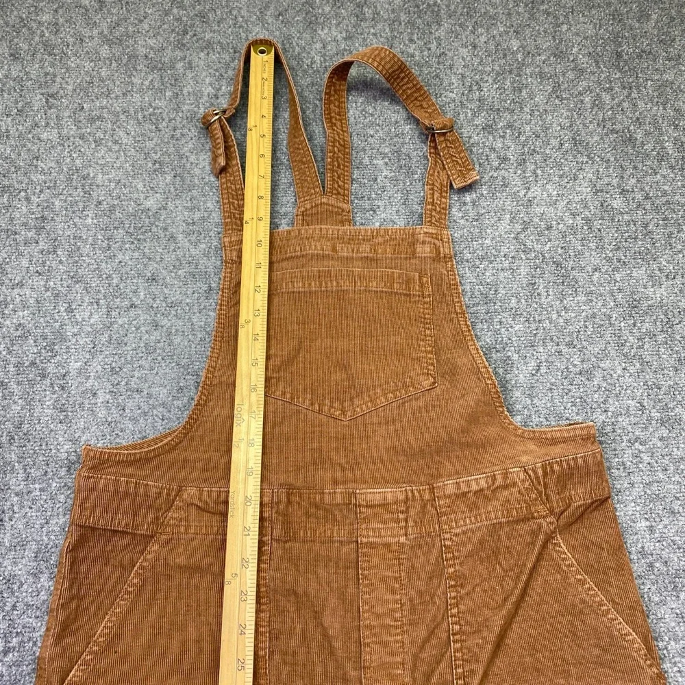Aerie Womens Brown Corduroy Overalls Tapered Leg Raw Hem Size M Grunge Barn